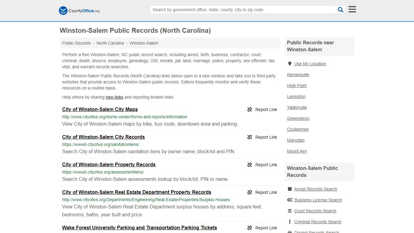 Winston-Salem Public Records (North Carolina) - County Office