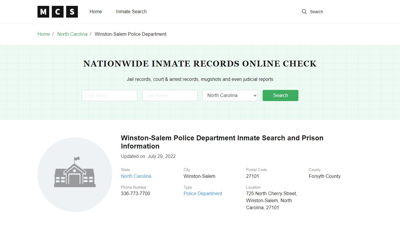 Winston-Salem, NC Police and Jail Records